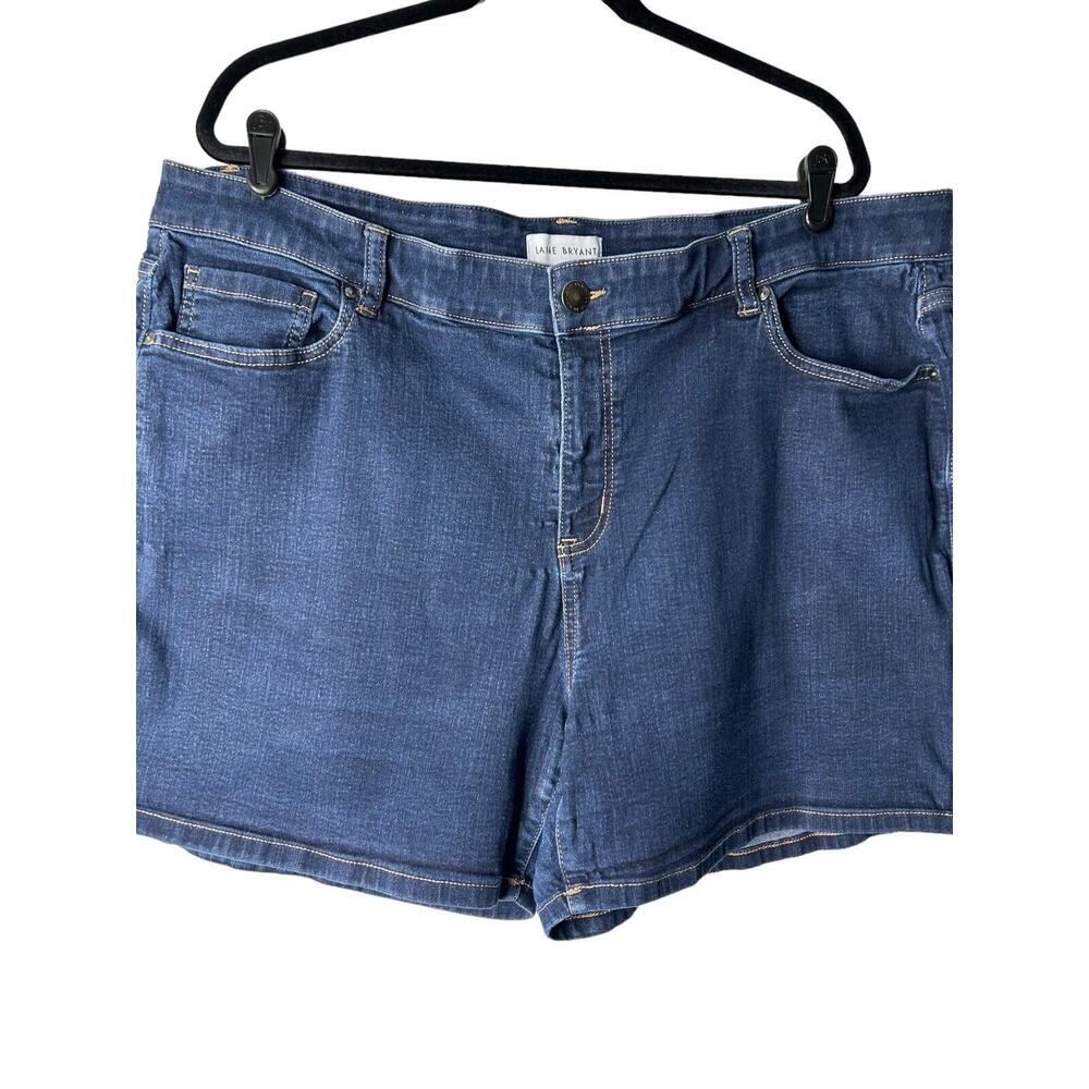 Lane Bryant Jean Shorts Size 24 Medium Wash‎ Mid Rise Girlfriend Blue Denim